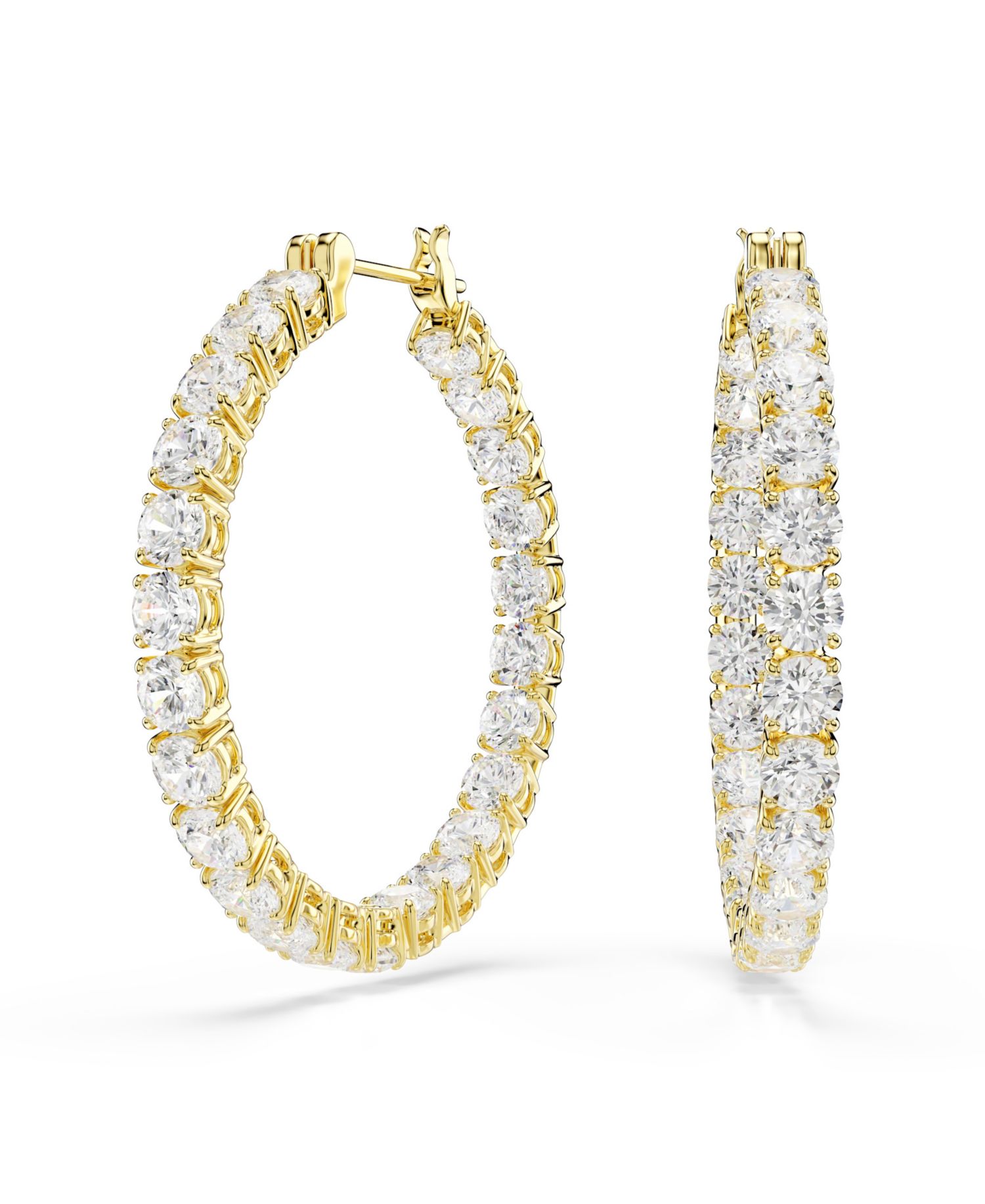 Gold-Tone Plated Matrix Hoop Earrings