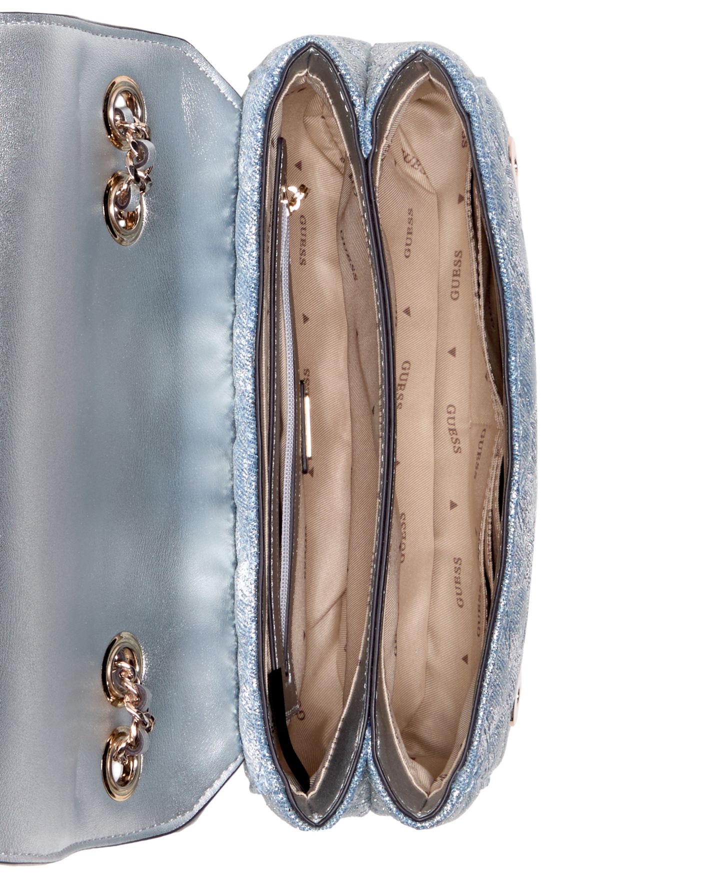 Женская сумка GUESS Giully Ii 2 Compartment Convertible Small Flap Handbag, цвет: Синий — фото 4