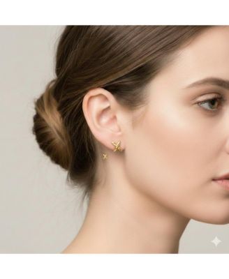 Solid 18k Yellow Gold 16.5x11mm X Button Post Earrings