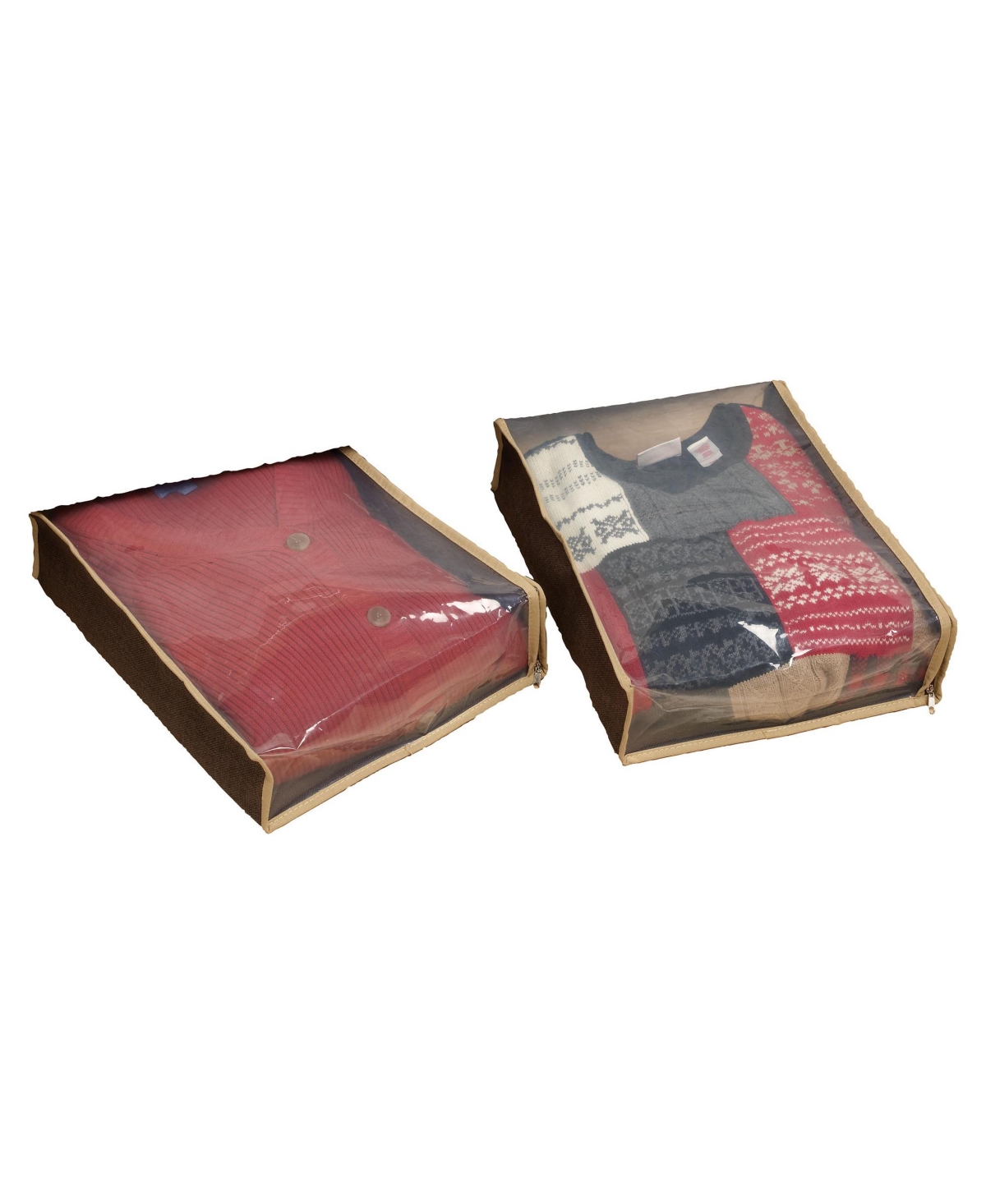 Household Essentials Set of Two Sweater Storage Bags, Coffee Linen