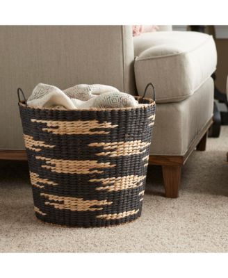 Tapered Woven Basket, Large Decorative Basket with Handles