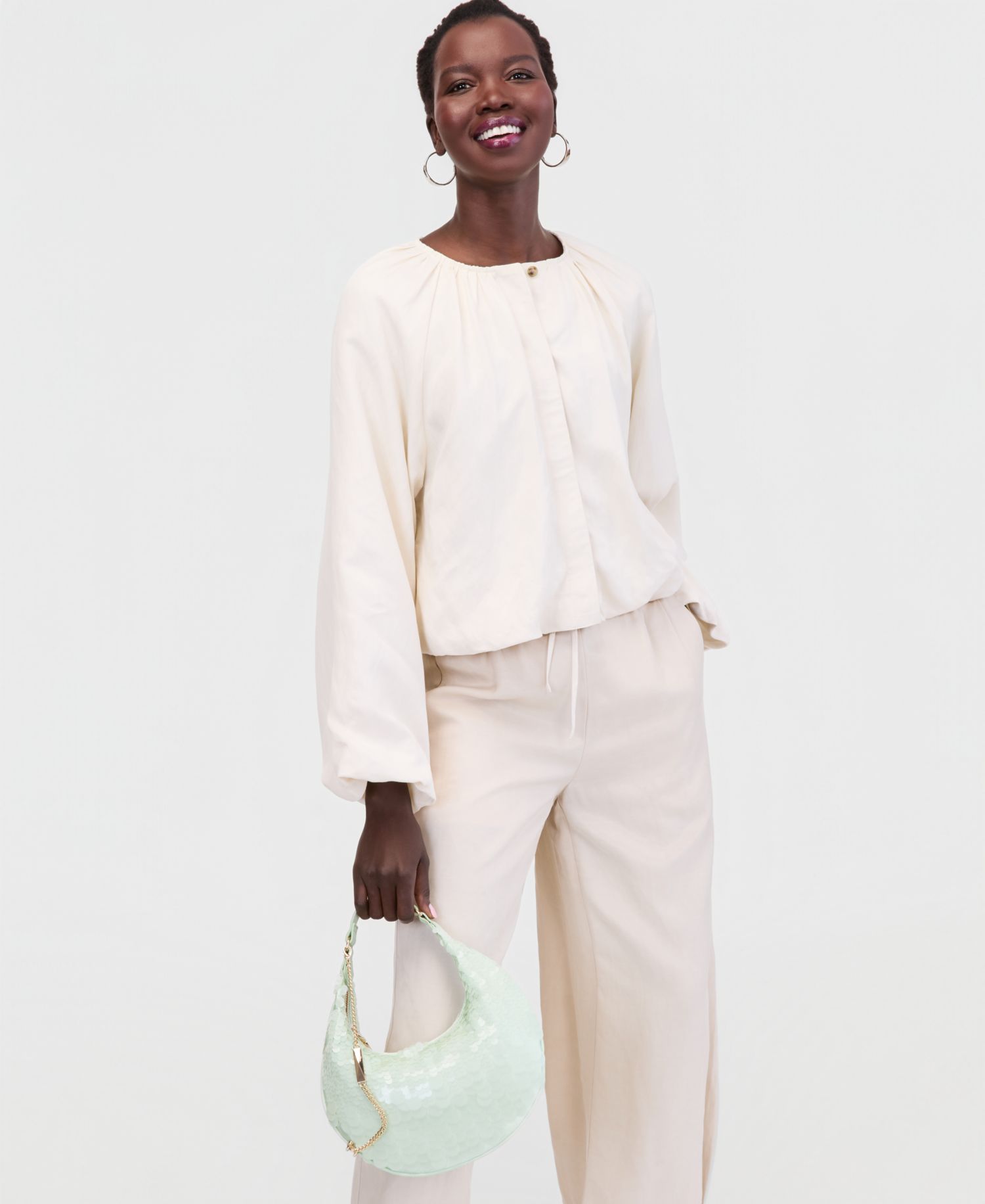 Women's Blouson-Sleeve Cropped Jacket