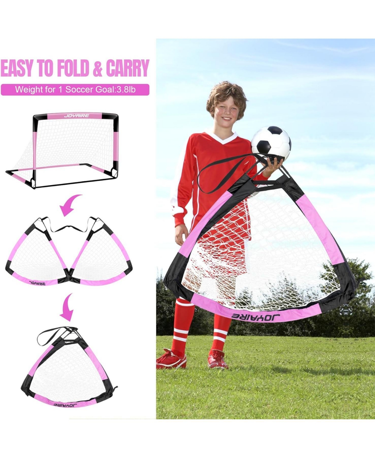 Joyaire 6x4ft 5 Layer Portable Pop Up Soccer Goal Set