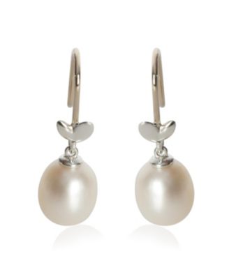 Sterling Pearl Olive Leaf Earrings