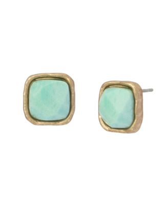 Turquoise Stone Button Earrings