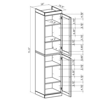Premium 100% Solid European Oak Hardwood Modular Dining Room Cabinet with Shaker Doors