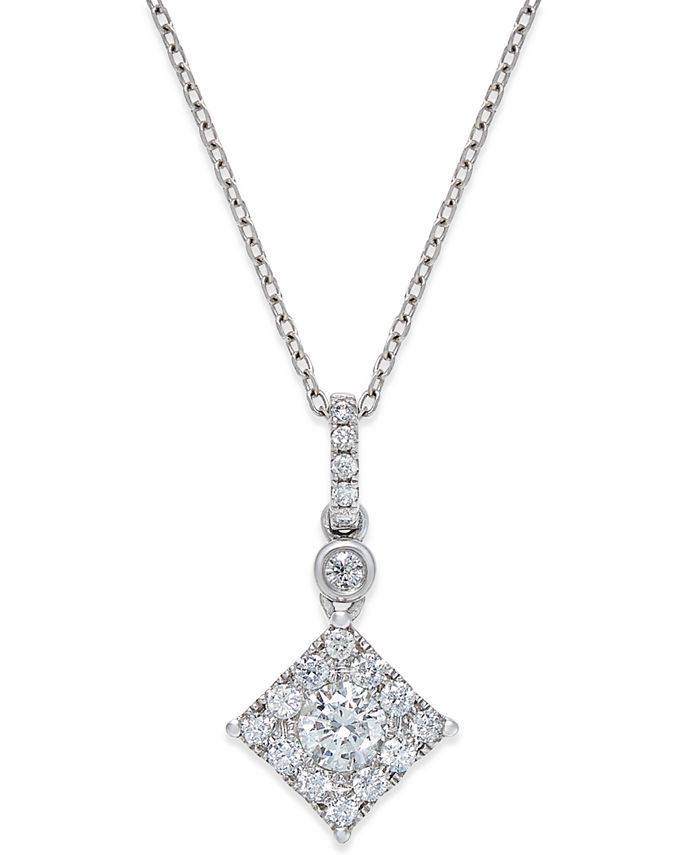 Macy's Diamond Pendant Necklace (1/2 ct. t.w.) in 14k White Gold Macy's