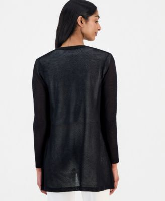 Anne Klein Women's Textured Knit Sheer Cardigan - Macy's