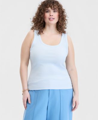 Trendy Plus Size Double Scoop-Neck Tank