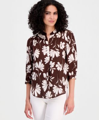 Women's Split-Neck 3/4-Sleeve Top