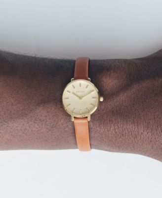 Beverly 1730n Gold and Brown Leather Band Watch, 25mm