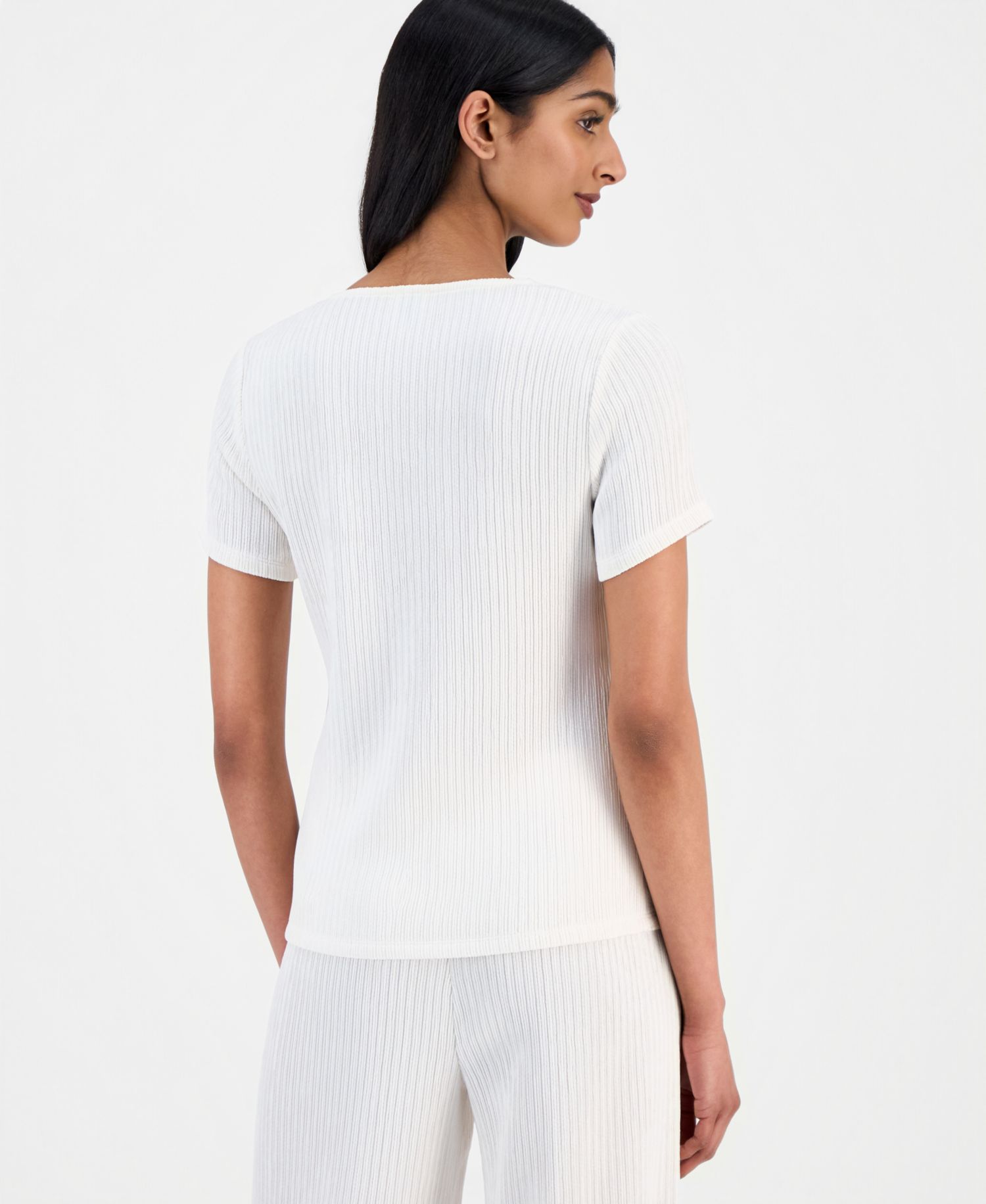 Women's Crinkle-Knit Short-Sleeve Cardigan