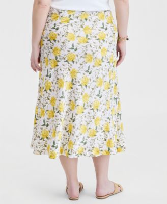 Trendy Plus Size Printed Slip Skirt