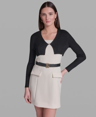 Women's Knit V-Neck Cropped Cardigan Sweater