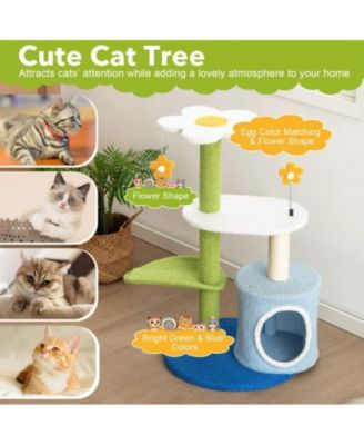 Cat Tree with Sisal-Covered Scratching Posts, Indoor Tower for Climbing & Exercise