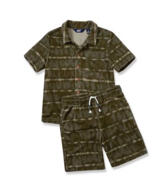 Lands End Boys Short Sleeve Terry Cover Up Set - Olive tie dye 40$