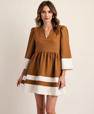 Women's Fit & Flare Contrast Trim Mini Dress