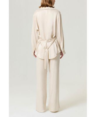 Women's Belted Shirt with Statement Buttons