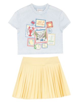 Girls' 7-16 Graphic T-Shirt and Pleated Active Tennis Skort, 2-Piece Set