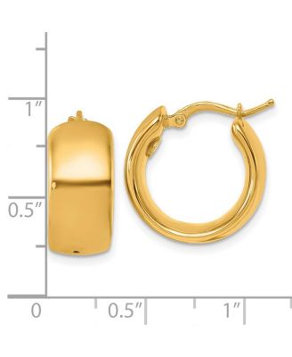 Solid 18k Gold Italian 19x9mm Wide Round Hoop Earrings