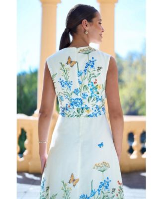 Women's Butterfly Print Midi Wrap Dress