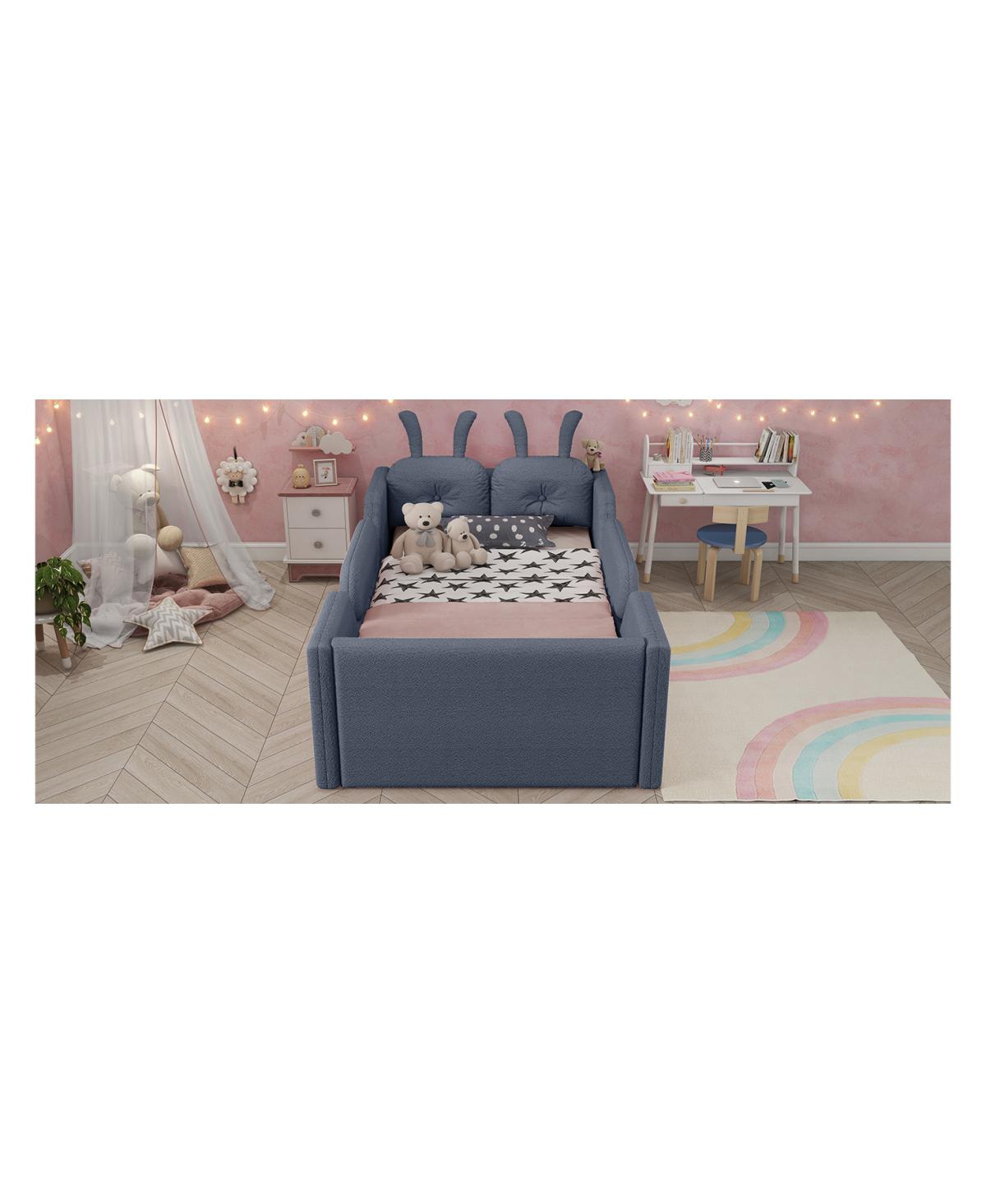 Streamdale Furniture Streamdale Twin Upholstered Platform Bed with Rabbit Cushion & Removable Rails