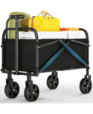 Mini Foldable Utility Wagon, All-Terrain Wheels, Adjustable Handle, 240 Lbs Capacity, Portable for Shopping, Camping & Garden, 120L