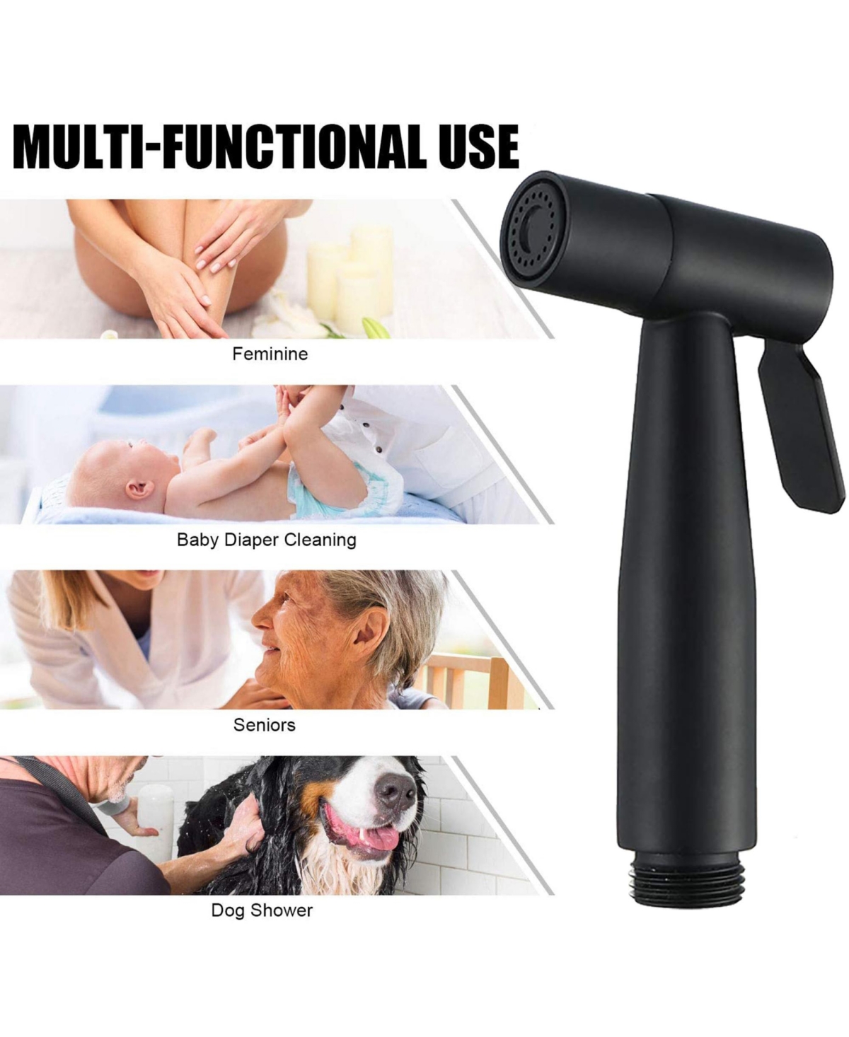 Rainsken Handheld Bidet Sprayer, Stainless Steel Toilet Bidet Sprayer with 360° Rotating Handle, Leak-Proof Sealing Ring for Bathroom