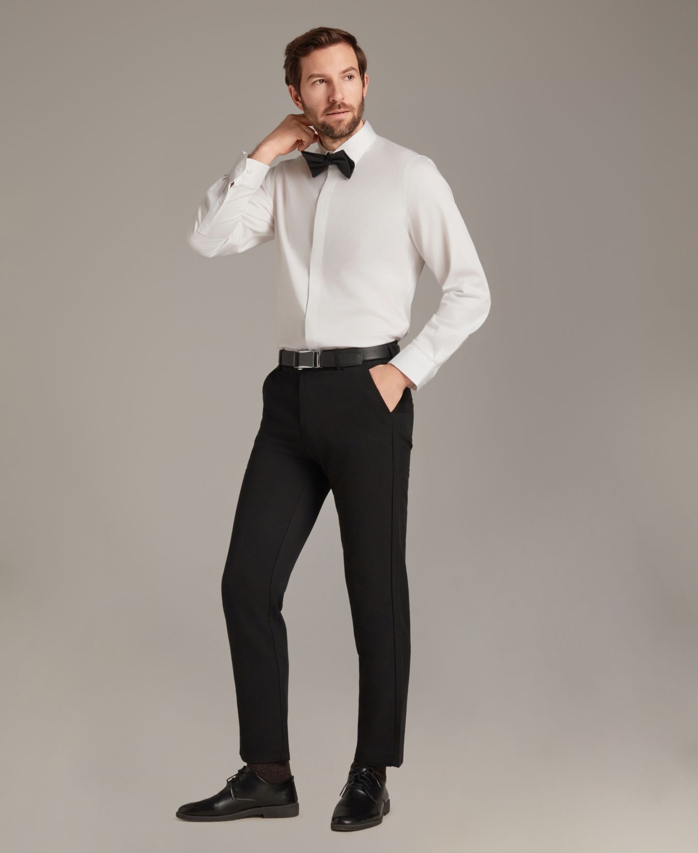 Мужская рубашка Bar III Tuxedo Dress Shirt, цвет: Белый комбинированный — фото 3