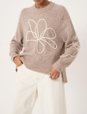 Women's Wool Blend Flower Motif Jumper