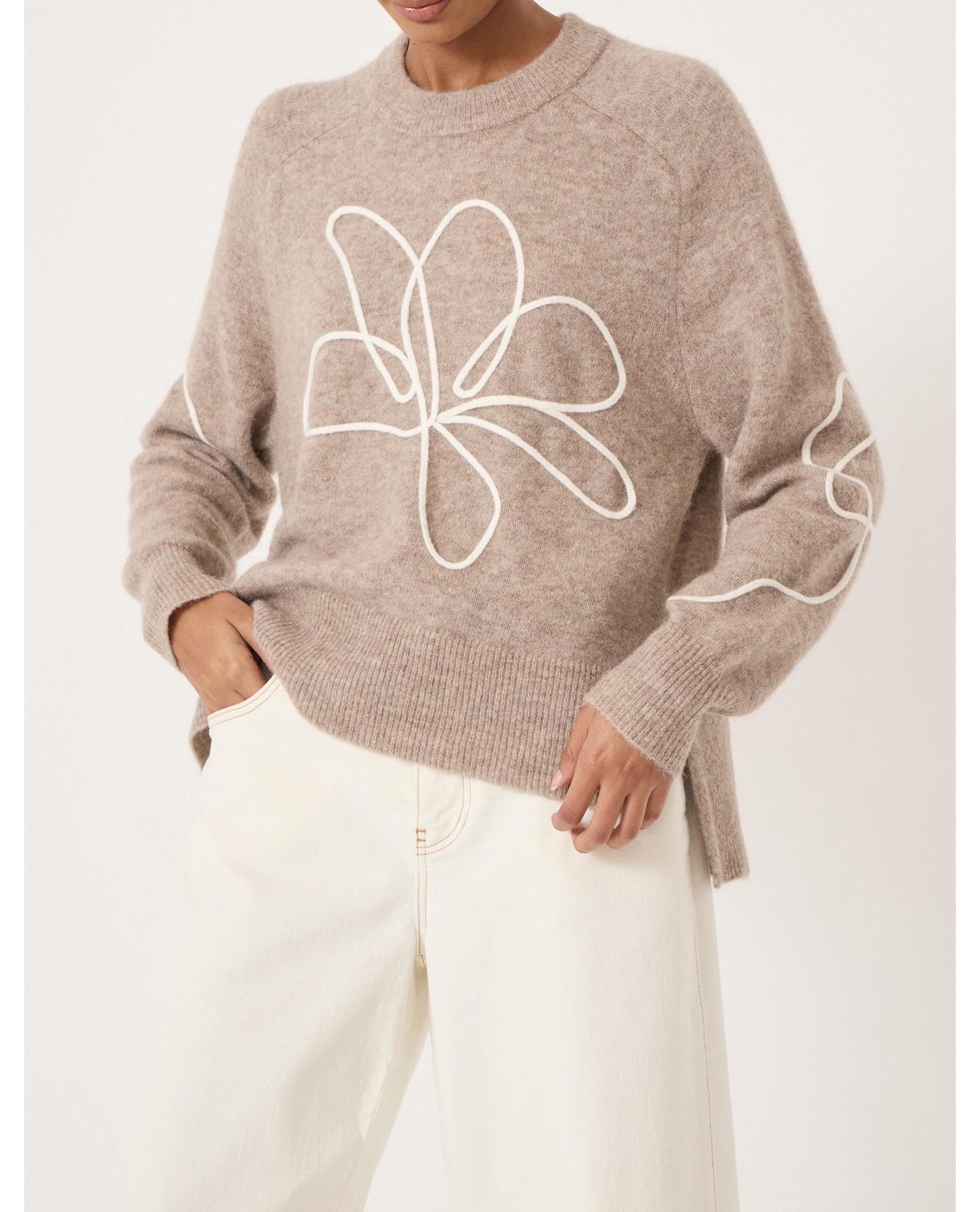 Women's Wool Blend Flower Motif Jumper