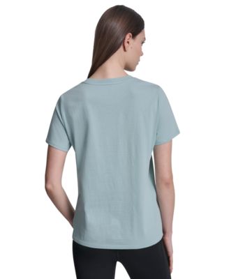 Women's Rhinestone Varsity Logo Relaxed Fit Pull-On T-Shirt