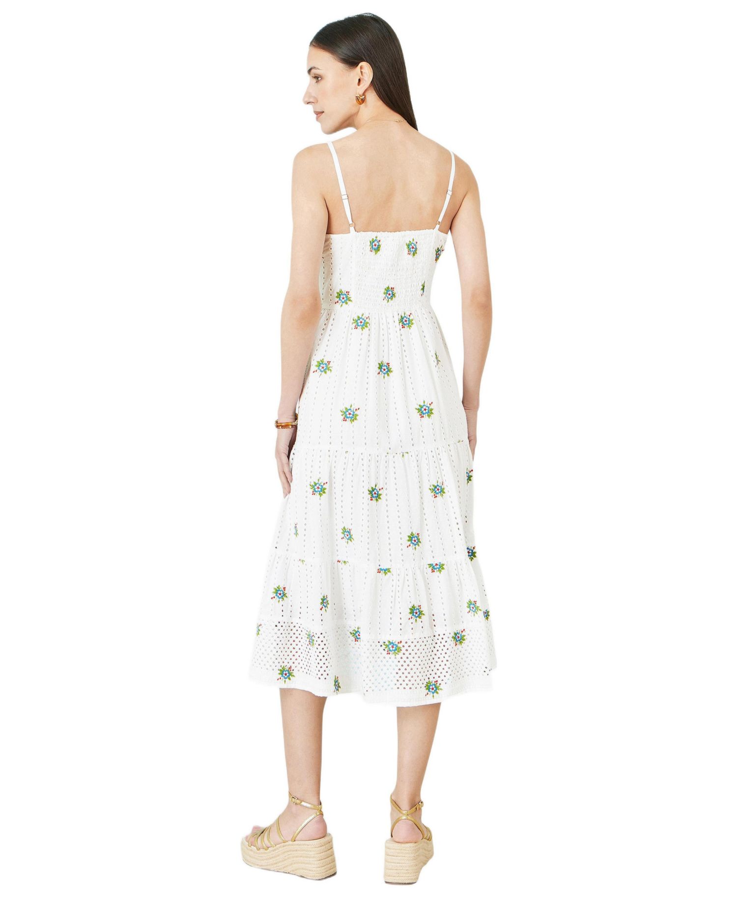 Women's Embroidered Broderie Midi Sun Dress