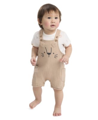 Baby Boys' Crewneck T-Shirt and Buttoned Shortall, 2-Piece Set