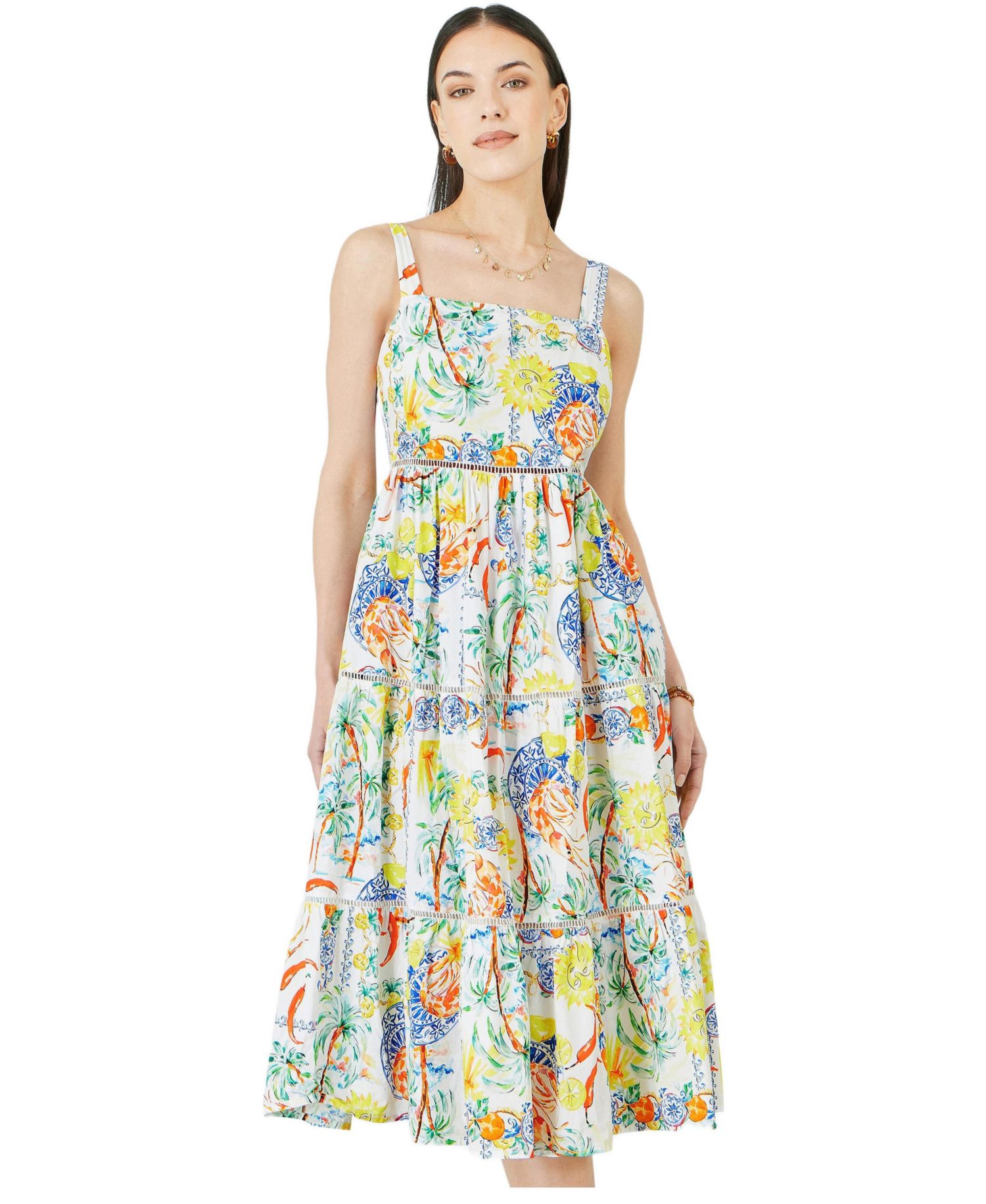 Women's Print Cotton Midi Sun Dress
