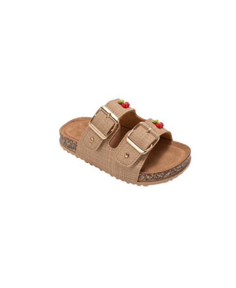 Сандалии Bebe Sandals - Comfortable, Easy Slide-On with Cherry Charm Detail для девочек, цвет: Рыжевато-коричневый