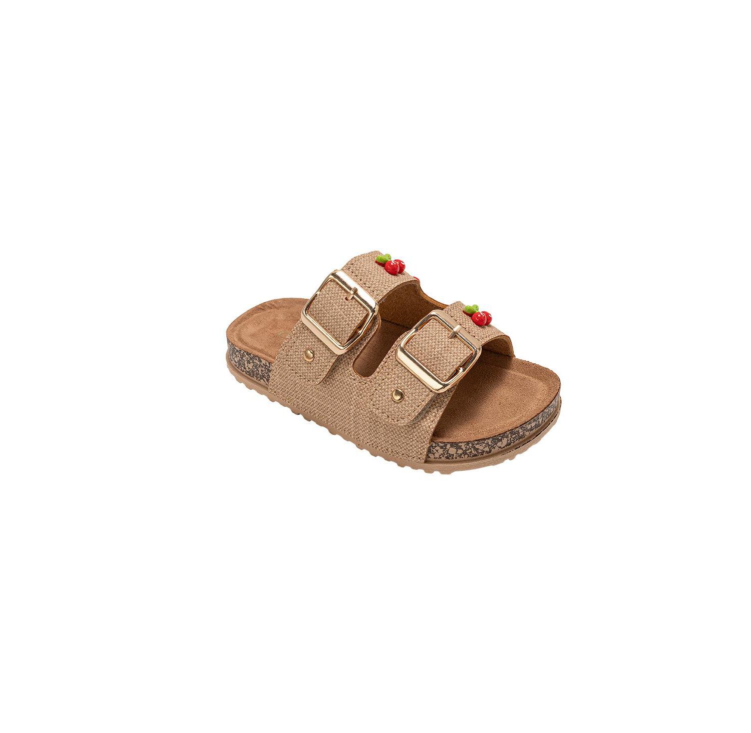Girls Sandals - Comfortable, Easy Slide-On with Cherry Charm Detail
