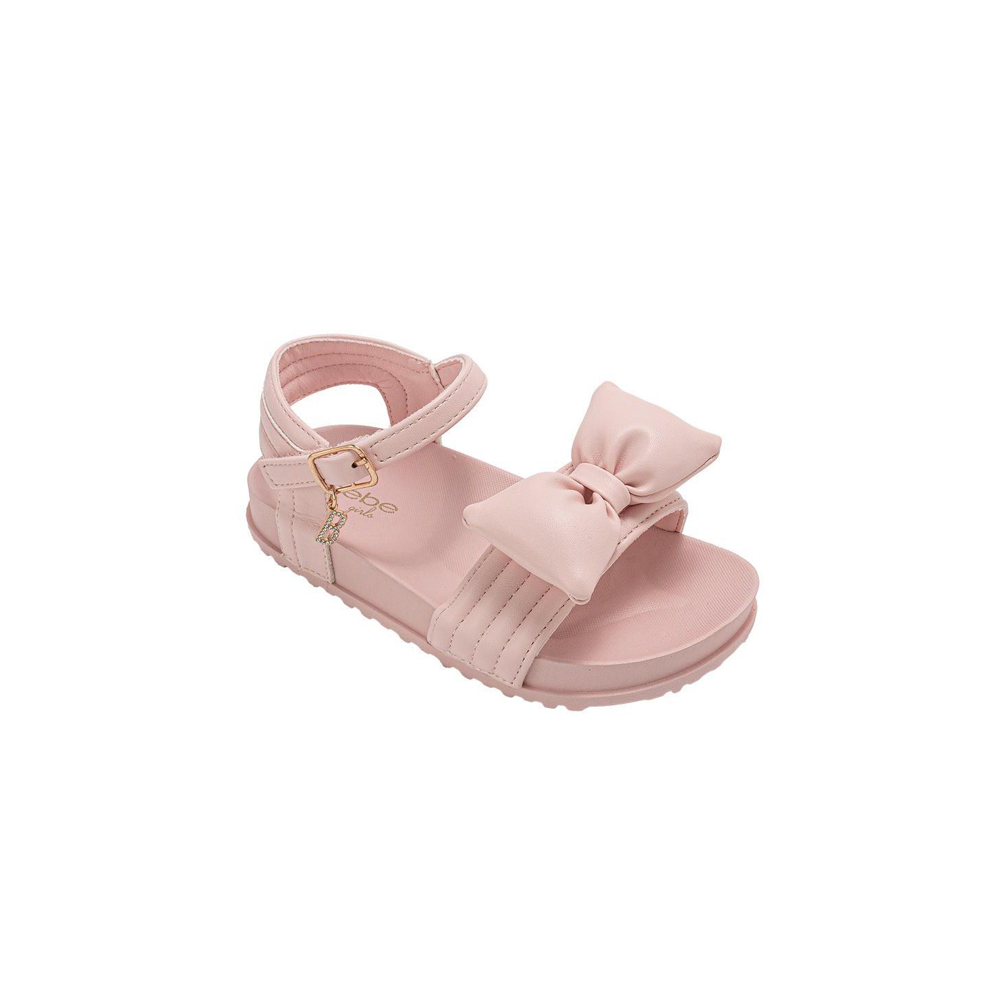 Сандалии Bebe Girls Footbed Sandals - Lightweight Comfort & Adjustable Strap with Puffy Bow Detail, цвет: Пудровый — фото 1