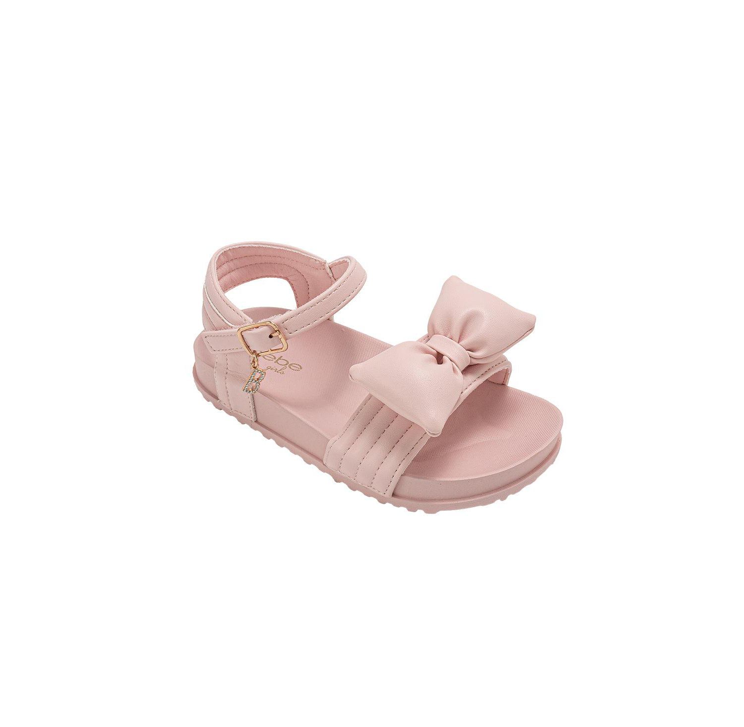 Girls Footbed Sandals - Lightweight Comfort & Adjustable Strap with Puffy Bow Detail