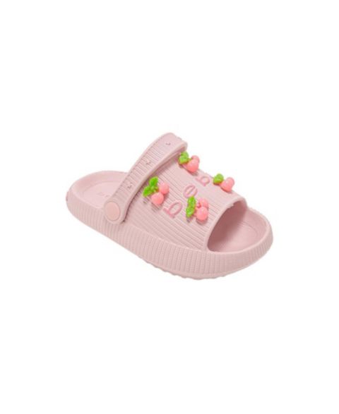 Детские лёгкие шлёпанцы Bebe из ЭВА с подвесками-вишенками для девочек, цвет: Розовый