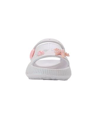 Little Girls Platform EVA Slide with Iridescent Finish and Sea Life Charms