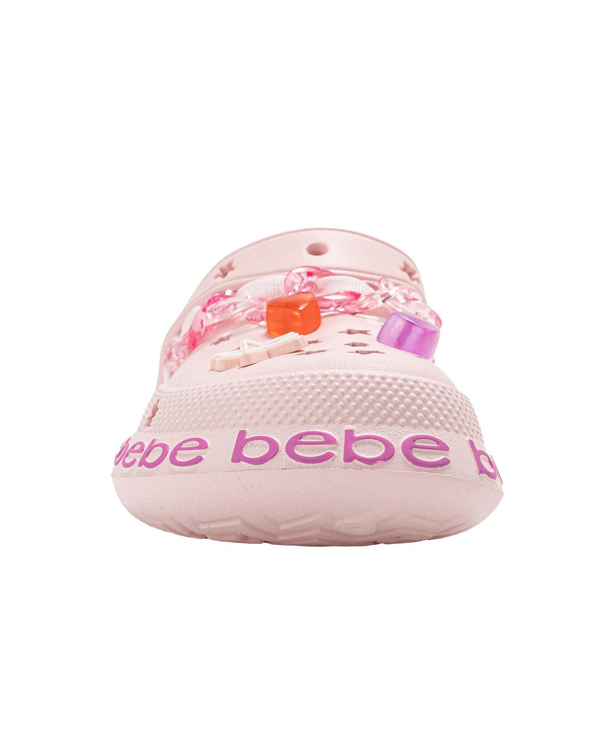 Bebe Little Girls Lightweight Eva Clog with Chain Logo Grosgrain Ribbon and Charms