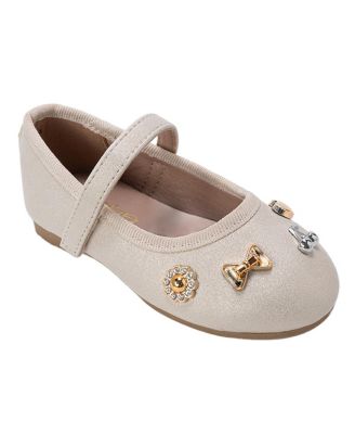 Toddler Shimmer PU Flats - Dressy and Comfortable Shoes with Charm Accents