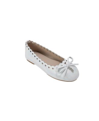 Girls Girl's  Ballet Flats – Comfy Easy Slip-On Shoes with Cut-Out Detail, Bow & Hanging Charm
