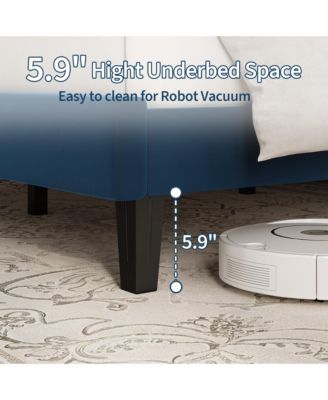 Bed Frame and Velvet Upholstered Headboard with Adjustable Vertical Channel Tufted Headboard