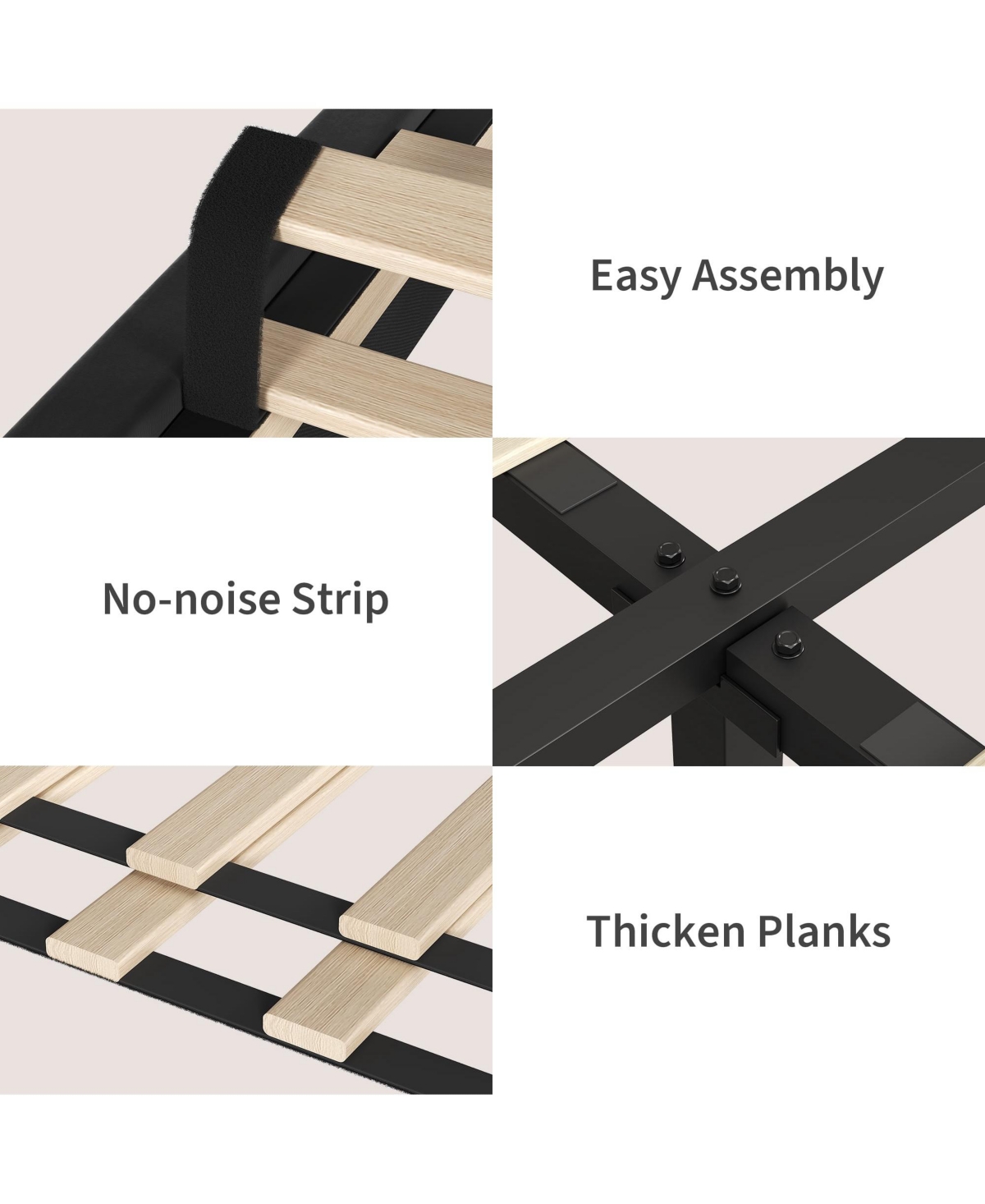 gaomon Bed Frame and Velvet Upholstered Headboard with Adjustable Vertical Channel Tufted Headboard