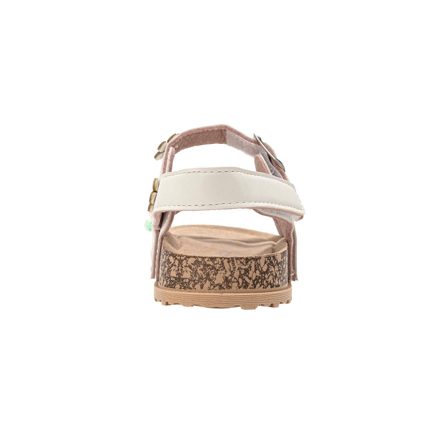 Сандалии Bebe Footbed Sandals - Comfortable Design & Beaded Ankle Strap для девочек, цвет: Белый — фото 3