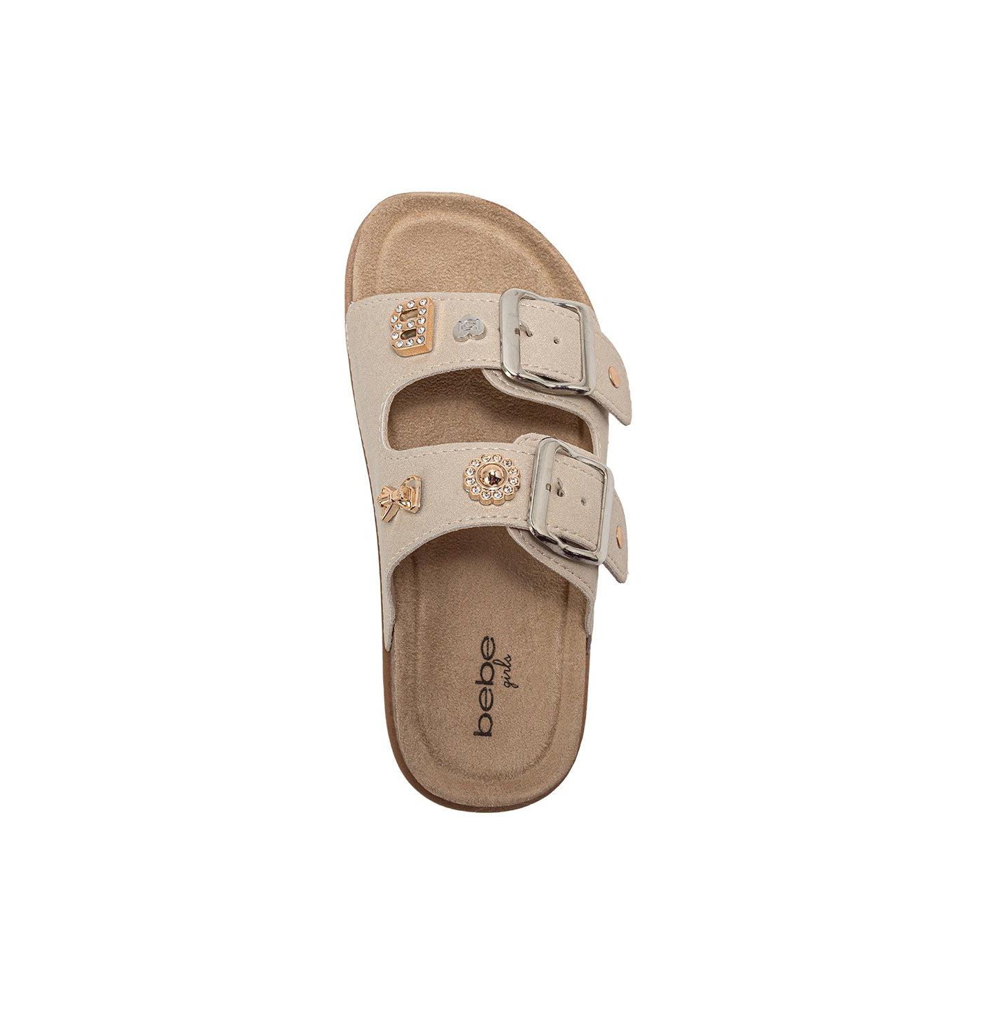 Сандалии Bebe Footbed Sandals - Lightweight with Secure Buckles and Multi-Charm Details для девочек, цвет: Рыжевато-коричневый — фото 3