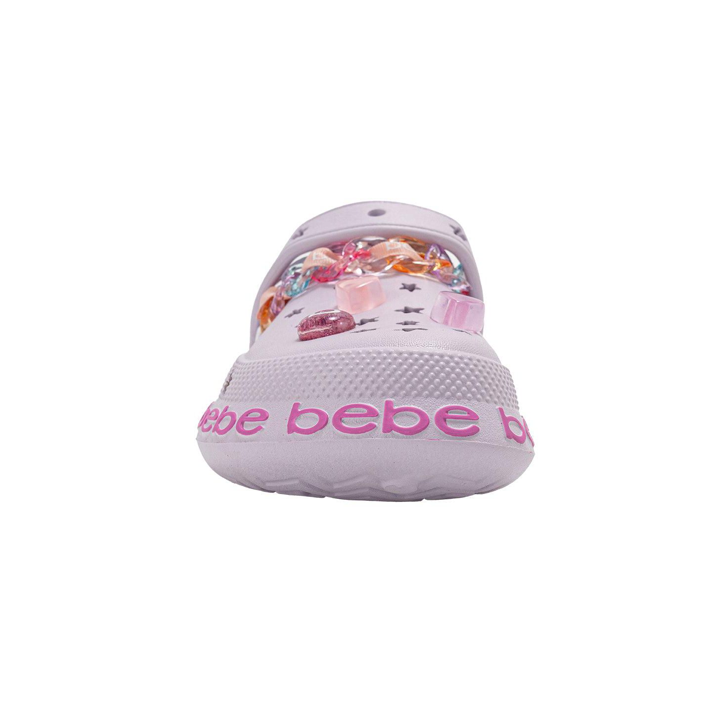 Сабо Bebe EVA Clog with Chain with Logo Grosgrain Ribbon and Charms для девочек, цвет: Лавандовый — фото 5