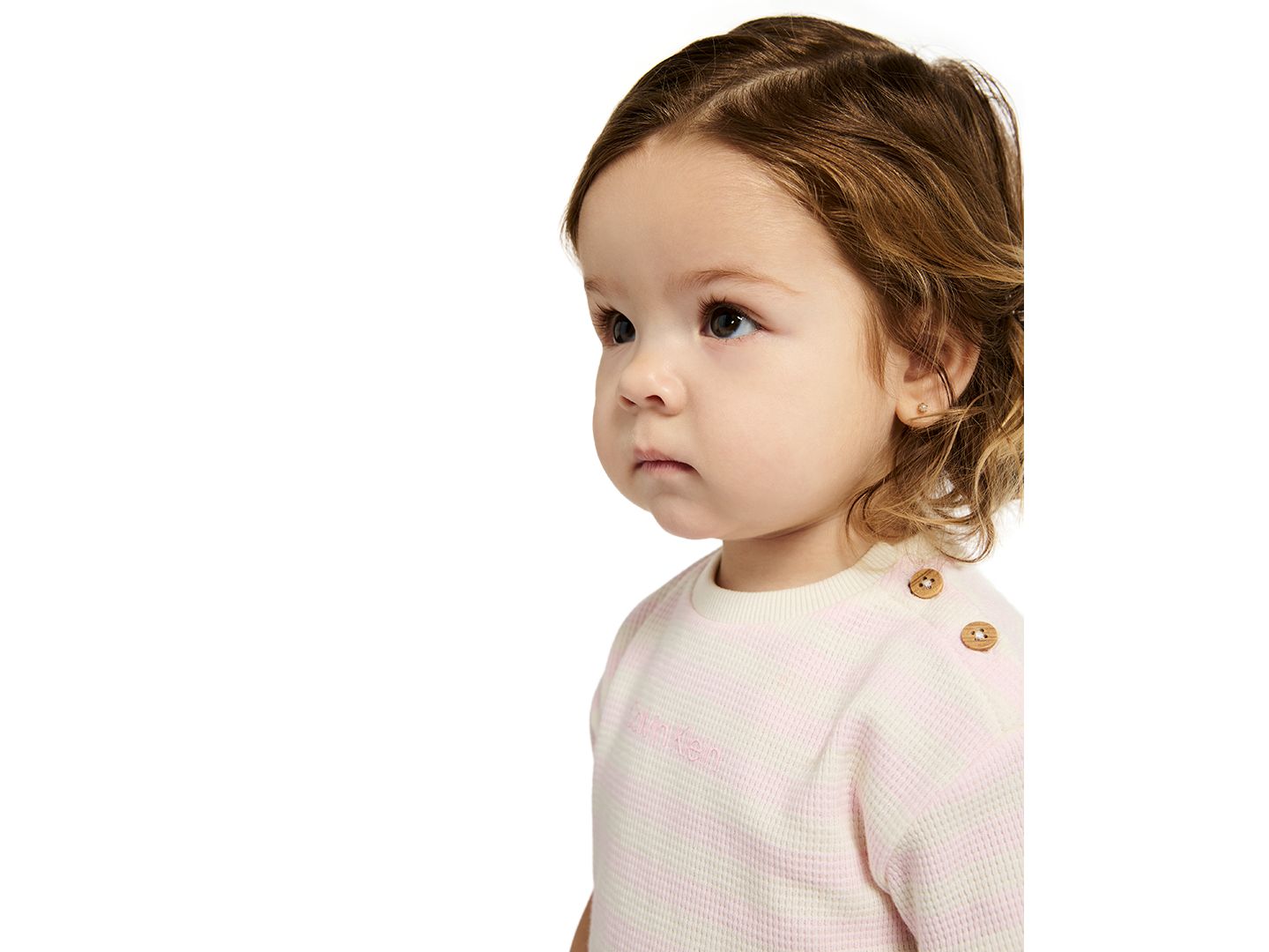 Комплект Calvin Klein Top and Striped Waffle Knit Bloomer, 2-Piece Set для девочек-малышей, цвет: Розовый — фото 3